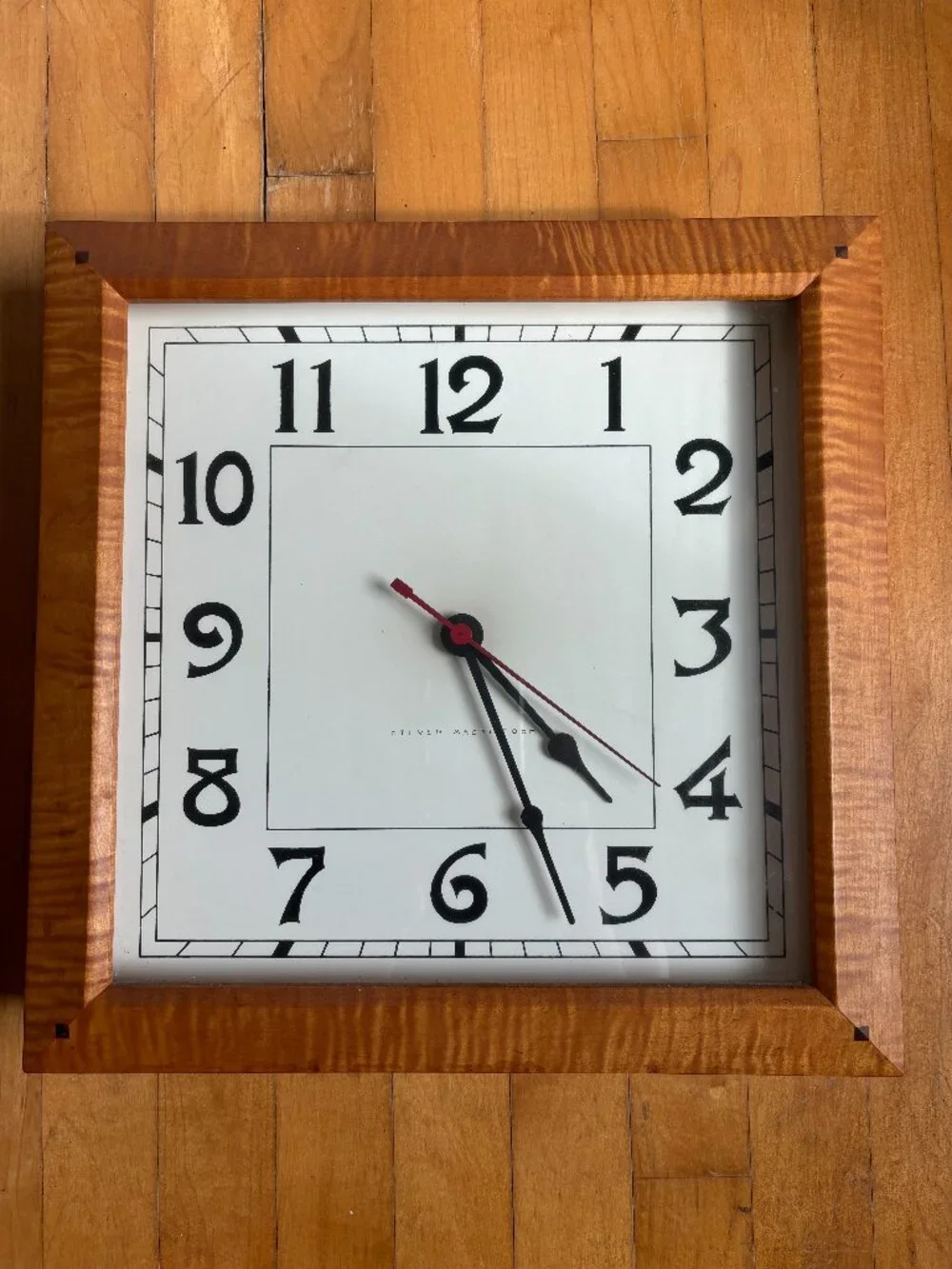Vintage handcrafted wood wall clock with signature certificate